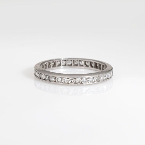Bague 54 Bague alliance édouardienne ancienne en platine 900 et diamants, taille 54 58 Facettes G13921