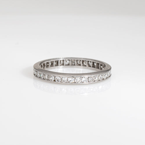 Bague 54 Bague alliance édouardienne ancienne en platine 900 et diamants, taille 54 58 Facettes G13921