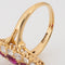 Bague 52 Bague navette victorienne antique en or jaune 18k, rubis de Birmanie et diamants 58 Facettes G13947