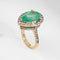 Bague 56 Bague cocktail vintage émeraude et diamants en or jaune 14 carats 58 Facettes G13927