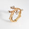 Bague 49 Bague branche vintage années 1960 en or jaune 14 carats et diamants 58 Facettes G13972