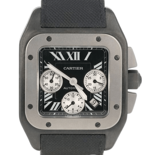 Montre Cartier Santos 100 - Montre chronographe en acier 58 Facettes MT47606