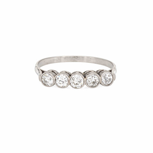 Bague 54 Style édouardien - Bague 5 diamants en platine 900 58 Facettes G13971