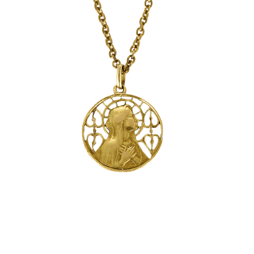 Chaîne et pendentif Vierge en or jaune 18K 58 Facettes 58FC62