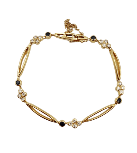Bracelet vintage en or 18k, diamants et saphirs 58 Facettes A07641