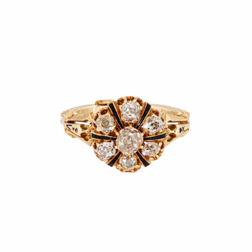 Bague Bague victorienne ancienne en or jaune 14k et diamants 1,50 ct 58 Facettes G13722