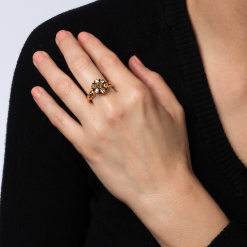 Bague Bague victorienne ancienne en or jaune 14k et diamants 1,50 ct 58 Facettes G13722