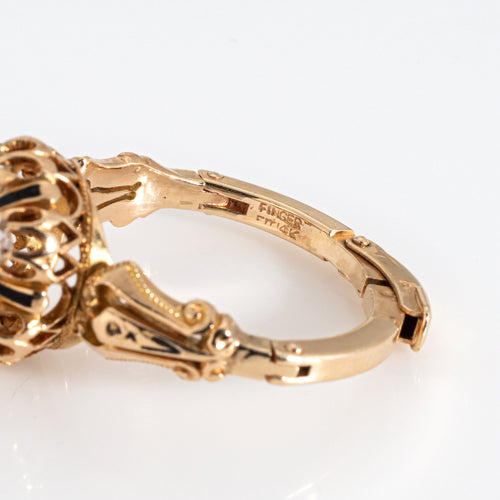 Bague Bague victorienne ancienne en or jaune 14k et diamants 1,50 ct 58 Facettes G13722