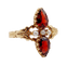 Antique marquise ring in 18k rose gold, pear garnet and pearls 
