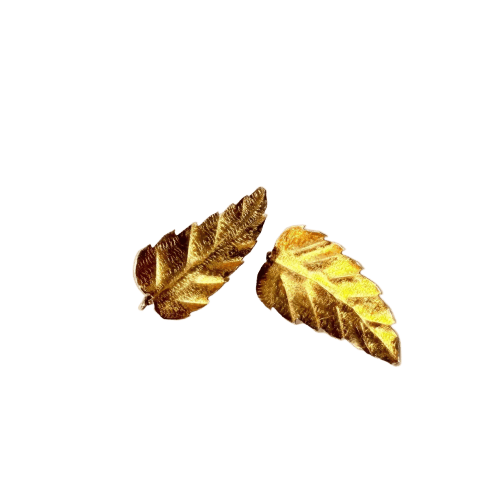 Boucles d'oreilles feuille en or jaune 18 carats 58 Facettes