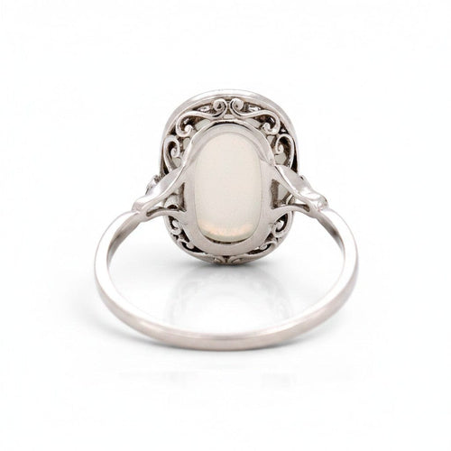 54 Art déco - Bague en or 18k, pierre de lune et diamants 58 Facettes RI-1083