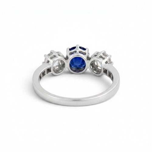 52 Art déco - Bague trilogie en or blanc saphir et diamants 58 Facettes RI-1065