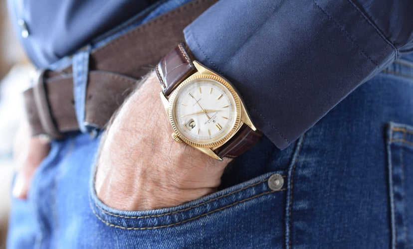 Rolex Oyster Perpetual Date Ovettone - Montre en or jaune 14 carats 58 Facettes RO-800