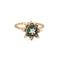 Bague 51 Bague tulipe vintage en or jaune 14 carats, diamant et émeraudes 58 Facettes G14019
