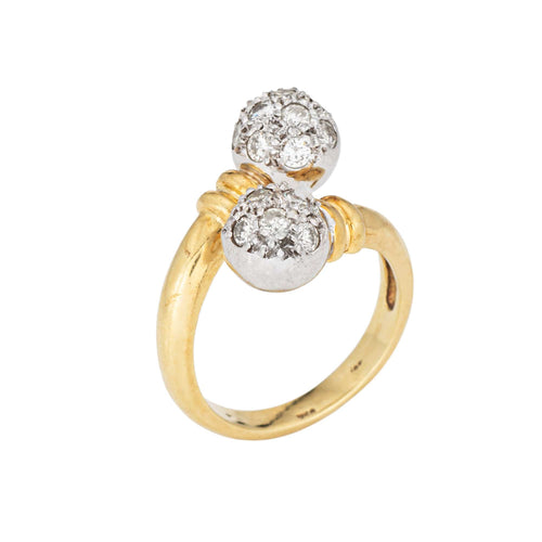 Bague 57 Bague bypass double orbe en or jaune 18 carats et diamants 58 Facettes G14009
