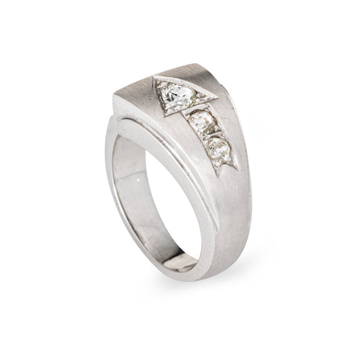 Bague 53 Bague flèche vintage en or blanc 14 carats et diamants, tour de doigt 53 58 Facettes G14040