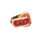 Bague 49 Bague boucle de ceinture vintage en or jaune 14k et émail rouge 58 Facettes G14041