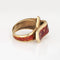 Bague 49 Bague boucle de ceinture vintage en or jaune 14k et émail rouge 58 Facettes G14041