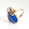 Bague 52 Bague insecte vintage en or jaune 14k avec diamants, sodalite et rubis 58 Facettes G13998