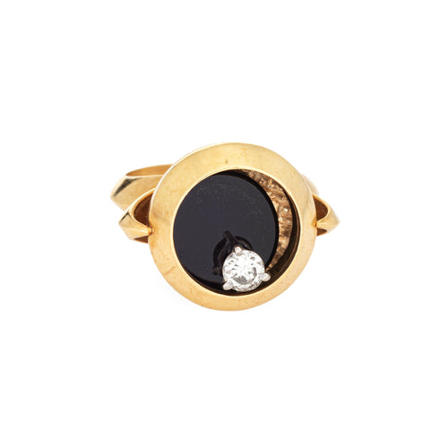 Bague 49 A Castelo - Bague spinner cinétique vintage en or jaune 18 carats et diamant 58 Facettes G14028