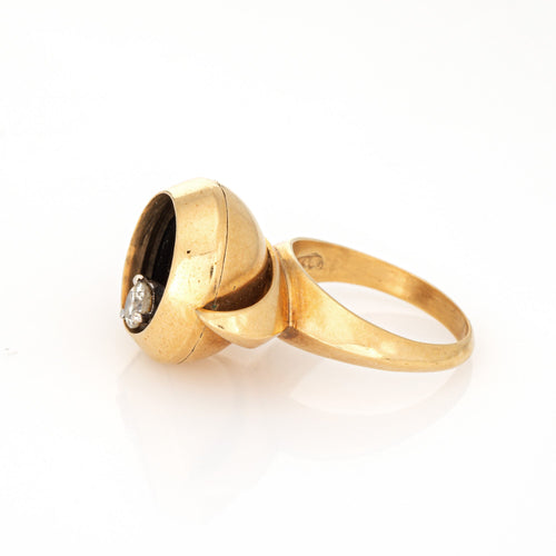 Bague 49 A Castelo - Bague spinner cinétique vintage en or jaune 18 carats et diamant 58 Facettes G14028