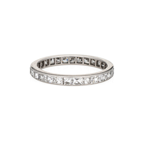 Bague 48 Bague alliance éternité ancienne française en platine 900 et diamants 58 Facettes G14048