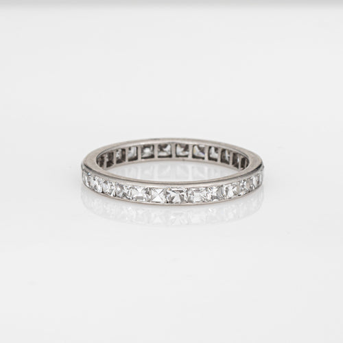 Bague 48 Bague alliance éternité ancienne française en platine 900 et diamants 58 Facettes G14048