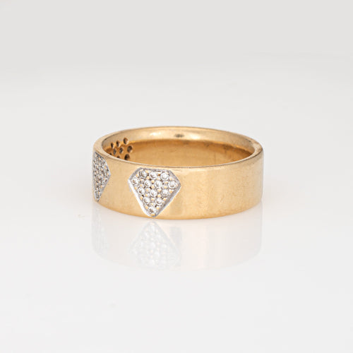 Bague 59 Bague ajourée vintage en or jaune 14 carats et diamants 58 Facettes G14090