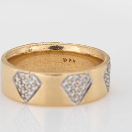 Bague 59 Bague ajourée vintage en or jaune 14 carats et diamants 58 Facettes G14090