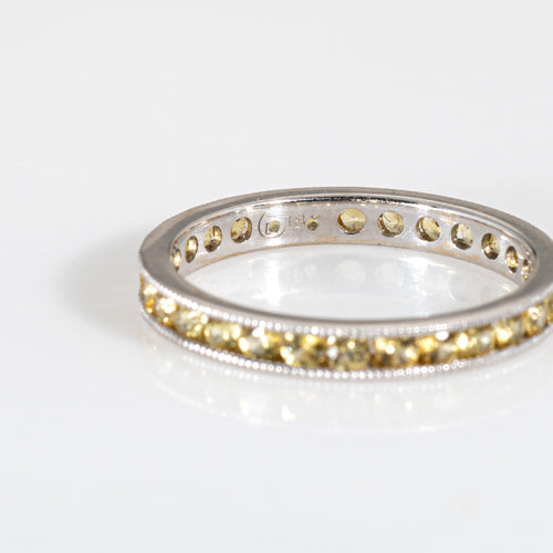 Bague 56 Bague alliance éternité en or blanc 18 carats et saphirs jaunes 58 Facettes G14143