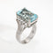Bague 52 Bague cocktail aigue-marine 7,28 ct et diamants en platine 900 58 Facettes G14156
