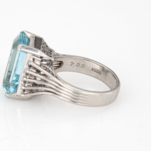 Bague 52 Bague cocktail aigue-marine 7,28 ct et diamants en platine 900 58 Facettes G14156