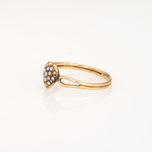 Bague Bague cœur victorienne ancienne en or jaune 18 ct et perles 58 Facettes G14131