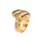 Bague 56 Belle Époque - Bague ancienne en or jaune 18 carats, diamants, rubis et émeraudes 58 Facettes G14137