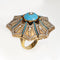 Bague 56 Bague cocktail vintage en or jaune 14k émail bleu, taille 56 (FR) 58 Facettes G14147