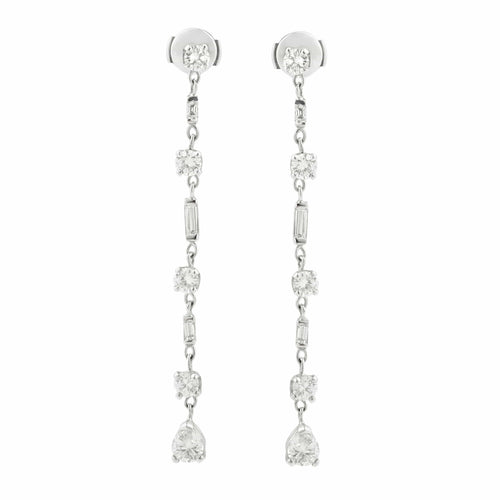 Boucles d'oreilles Boucles d’oreilles pendantes en or gris 18 carats et diamants 2,80 ct 58 Facettes BO183