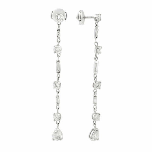 Boucles d'oreilles Boucles d’oreilles pendantes en or gris 18 carats et diamants 2,80 ct 58 Facettes BO183