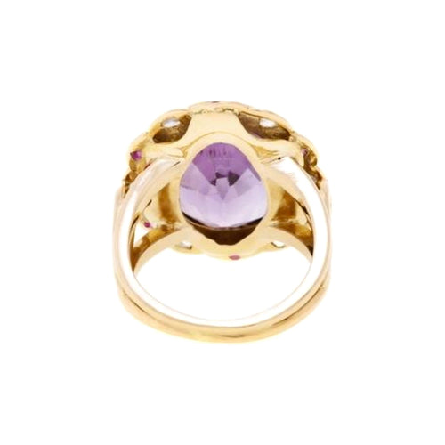 Bague 51 Bague Pompadour - Améthyste, saphirs roses et diamants en or rose 14 carats 58 Facettes B343