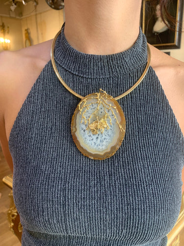 Pendentif Pendentif vintage en agate en or jaune 18 carats 58 Facettes C144