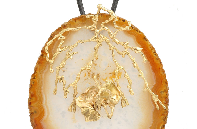Pendentif Pendentif vintage en agate en or jaune 18 carats 58 Facettes C144