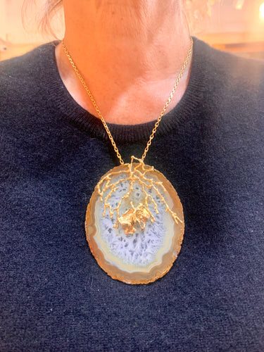 Pendentif Pendentif vintage en agate en or jaune 18 carats 58 Facettes C144