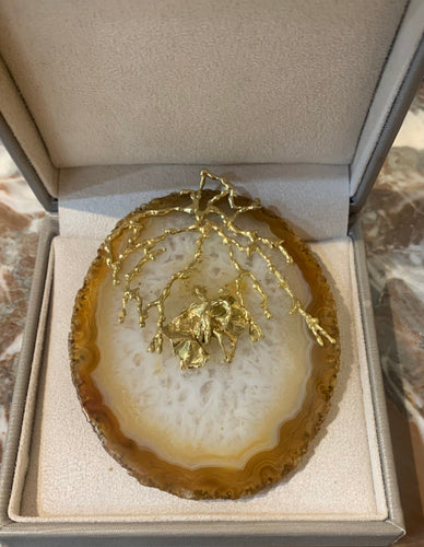 Pendentif Pendentif vintage en agate en or jaune 18 carats 58 Facettes C144