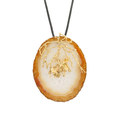 Pendentif Pendentif vintage en agate en or jaune 18 carats 58 Facettes C144