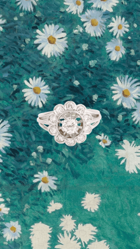 Bague 53 Bague marguerite - Diamants en platine et or gris 18 carats 58 Facettes BD215