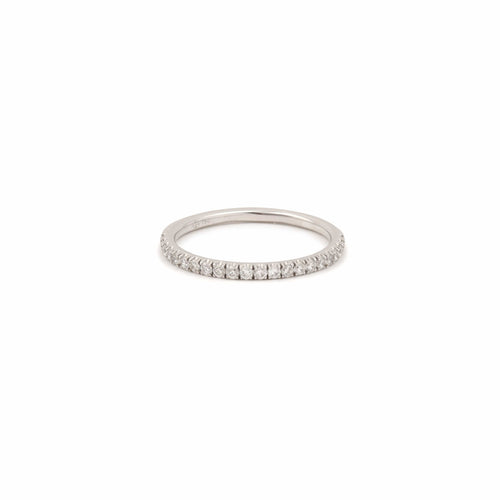 Bague 50.5 Alliance demi-tour diamants 0,23 carat en or gris 18 carats 58 Facettes BD69