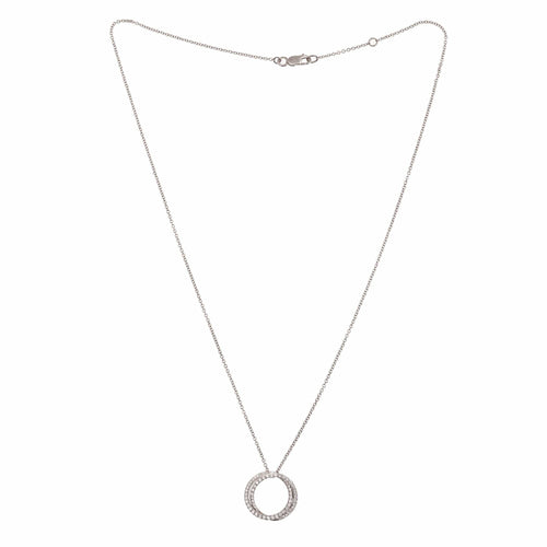 Collier Collier double cercle pavé de diamants en or gris 18 carats 58 Facettes C83