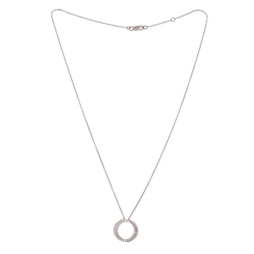 Collier Collier double cercle pavé de diamants en or gris 18 carats 58 Facettes C83