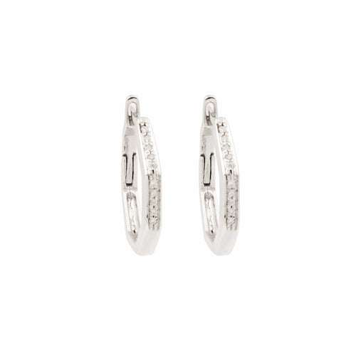 Boucles d'oreilles Créoles octogonales - Boucles d'oreilles en or gris 18 carats diamants 58 Facettes BO239