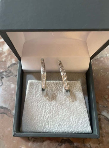 Boucles d'oreilles Créoles octogonales - Boucles d'oreilles en or gris 18 carats diamants 58 Facettes BO239