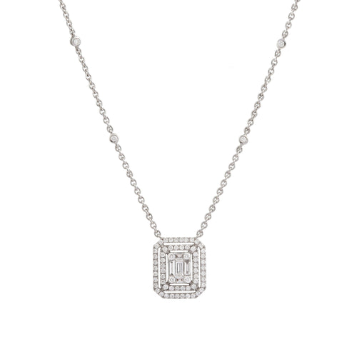 Collier Collier - Diamants effet taille émeraude en or gris 18 carats 58 Facettes C155